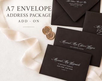 Impresión de direcciones en sobres de boda (servicio adicional) / Direcciones para invitados y remitentes en formato A7