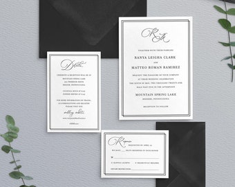 Modern Wedding Invitation - Black and White Wedding Invitation - Simple Wedding Invitation - Classic Wedding Invitation - Minimal Wedding