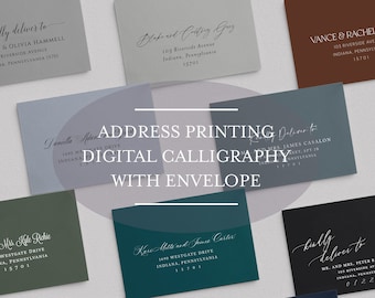 Envelope Address Printing Service - Digital Calligraphy - Color Envelope - Black Ink or White Ink Printing - Wedding Guest Address Printing