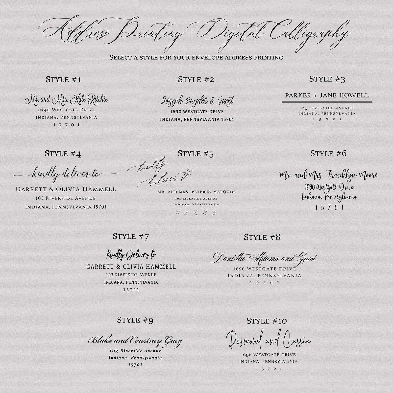 Envelope Address Printing Service Digital Calligraphy Etsy