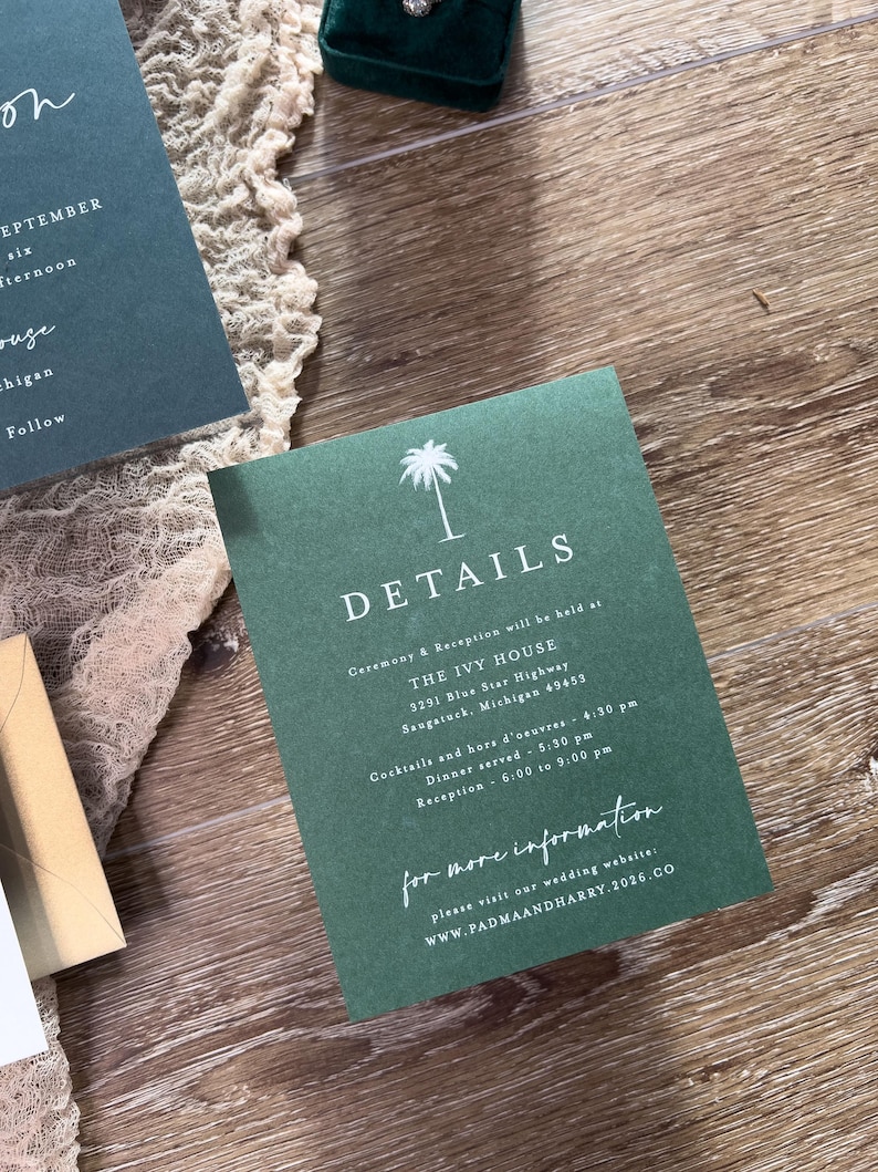 Tropical Wedding Invitation Suite: Palm, Monstera, Vellum Jacket bild 5