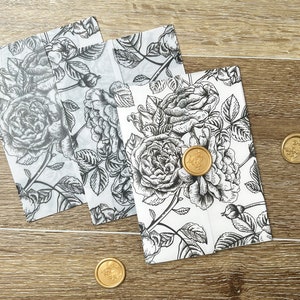 VELLUM Wedding Invitation Jacket, Modern Translucent Card Wrap, 5x7 Vellum Sleeve, Add-on black flower outline pattern, Printed
