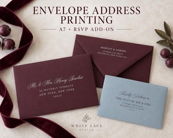 Wedding Envelope Address Printing Add-On | A7 Guest, Return & RSVP Addressing