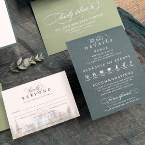 Colorado Mountain Forest Wedding Invitation Suite: Green Lake, Enchanting Woodlands, Vellum Jacket imagen 5