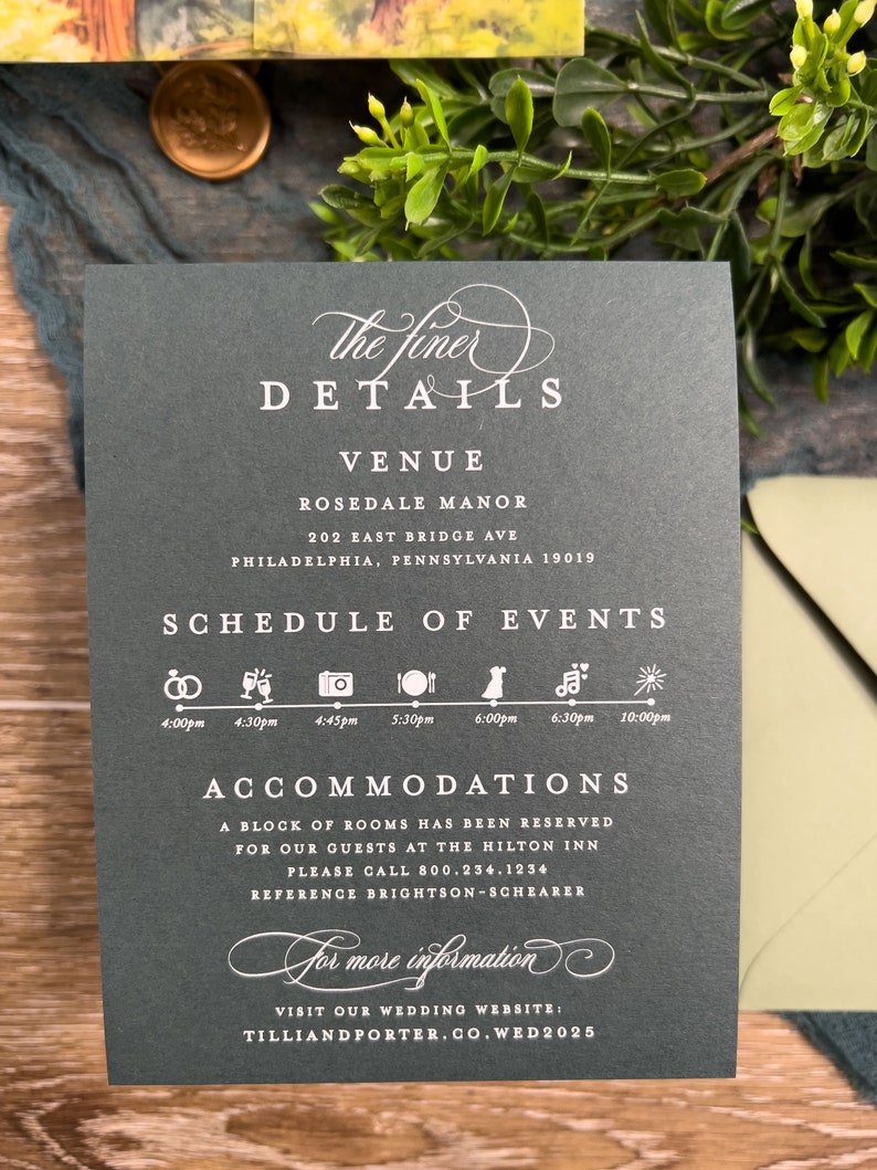 Sequoia Tree Wedding Invitation Suite: Green Forest, Vellum Jacket afbeelding 5