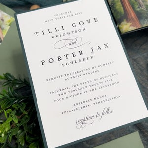 Sequoia Tree Wedding Invitation Suite: Green Forest, Vellum Jacket afbeelding 3