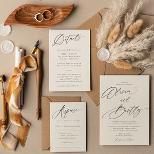 Natural Wedding Invitations - Formal Wedding Invitation - Modern Wedding - Simple Wedding - Modern Wedding - Printed Wedding Invitations