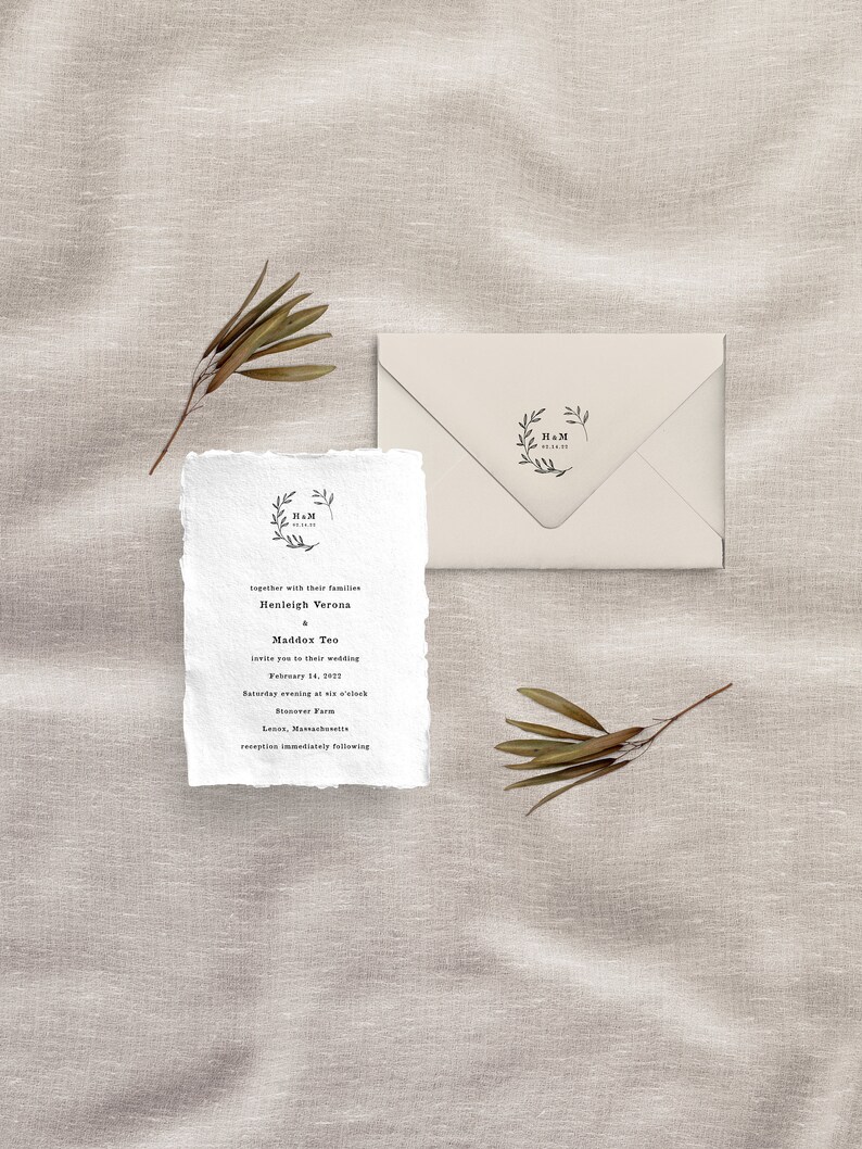 Deckled Edge Wedding Invitation Modern Wedding Invitation - Etsy