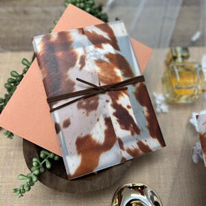 Cowboy Rodeo Cowhide Pattern Vellum Jacket Envelope Liner Wedding Invitation Suite with suede wrap