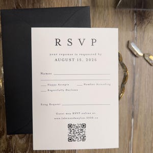 Black and White Wedding Invitation: Floral Vellum, Minimalist Design image 7