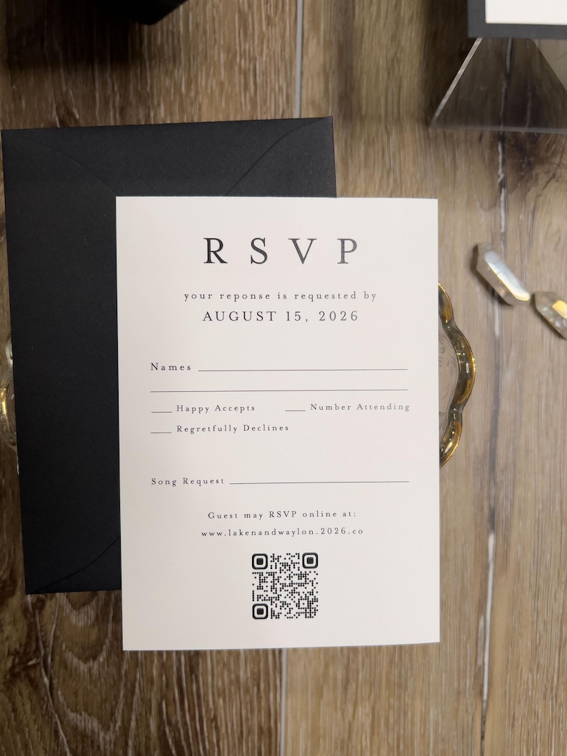 Black and White Wedding Invitation: Floral Vellum, Minimalist Design image 7
