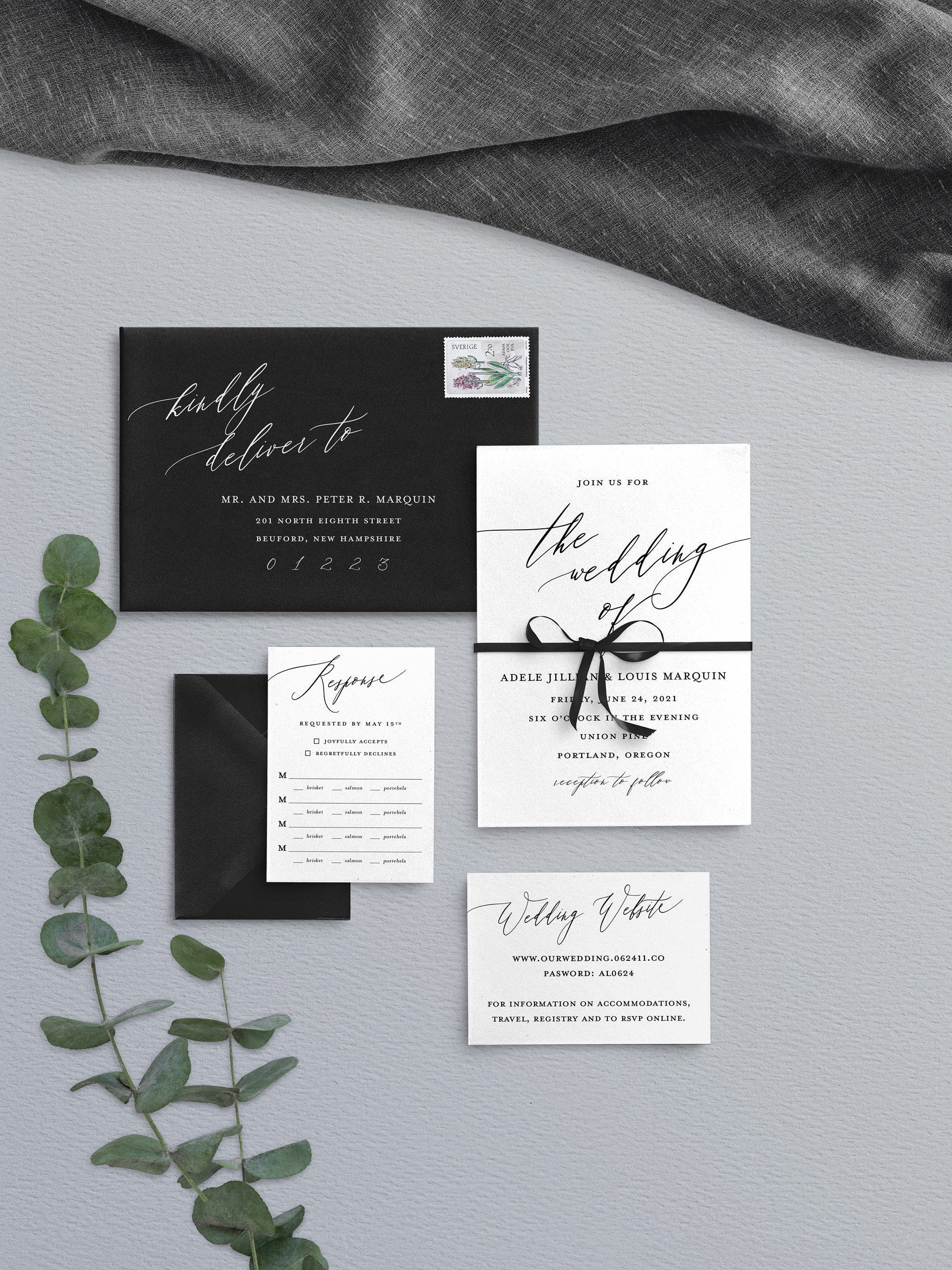 Modern Wedding Invitation - Black and White Wedding Invitation - Simple Wedding Invite- Classic Wedding Invitation - Minimal Wedding