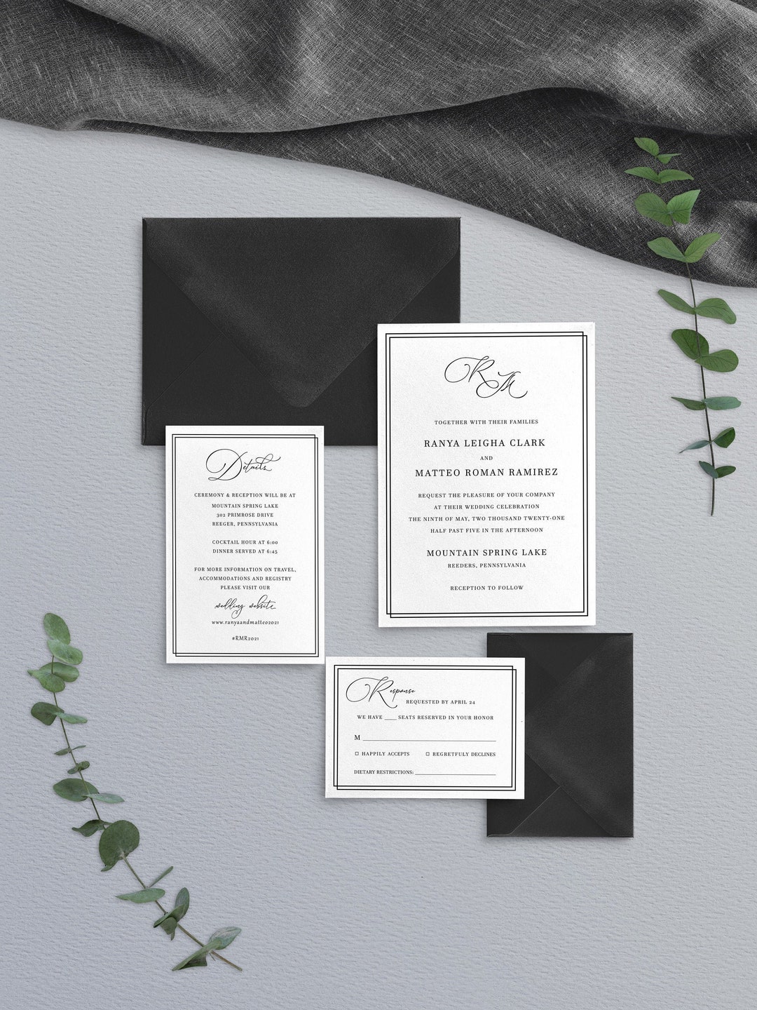 Primrose Wedding Invitations-Available in 5 Colors!