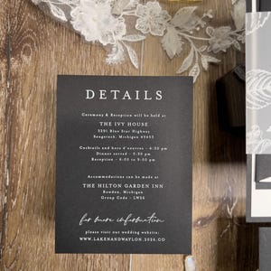 Black and White Wedding Invitation: Floral Vellum, Minimalist Design image 4
