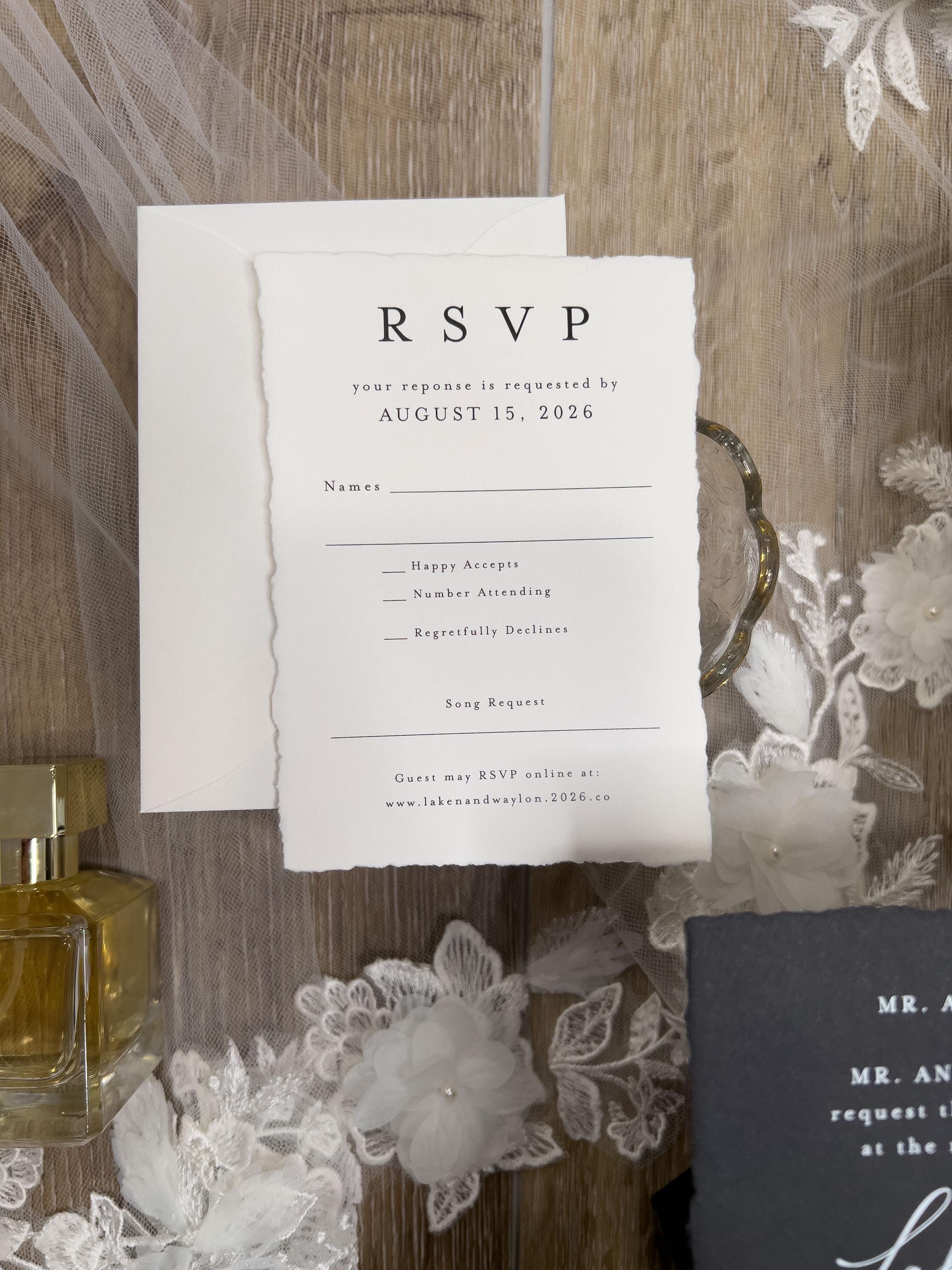 Black Deckle Edge Wedding Invitation: Modern Elegant Hand-torn Design - Etsy, image size:2250x3000