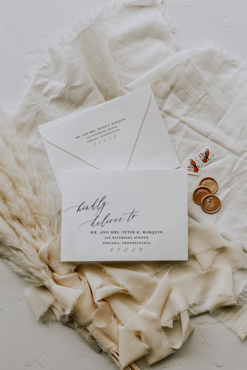 Envelope Address Printing Service Digital Calligraphy Color Envelope Black Ink or White Ink Printing Wedding Guest Address Printing image 4