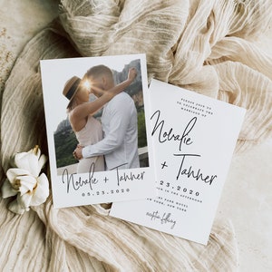 Photo Wedding Invitation: Modern Minimalist Printed Invite