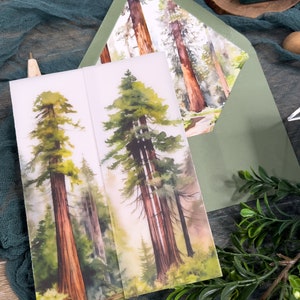 Sequoia Tree Wedding Invitation Suite: Green Forest, Vellum Jacket afbeelding 7