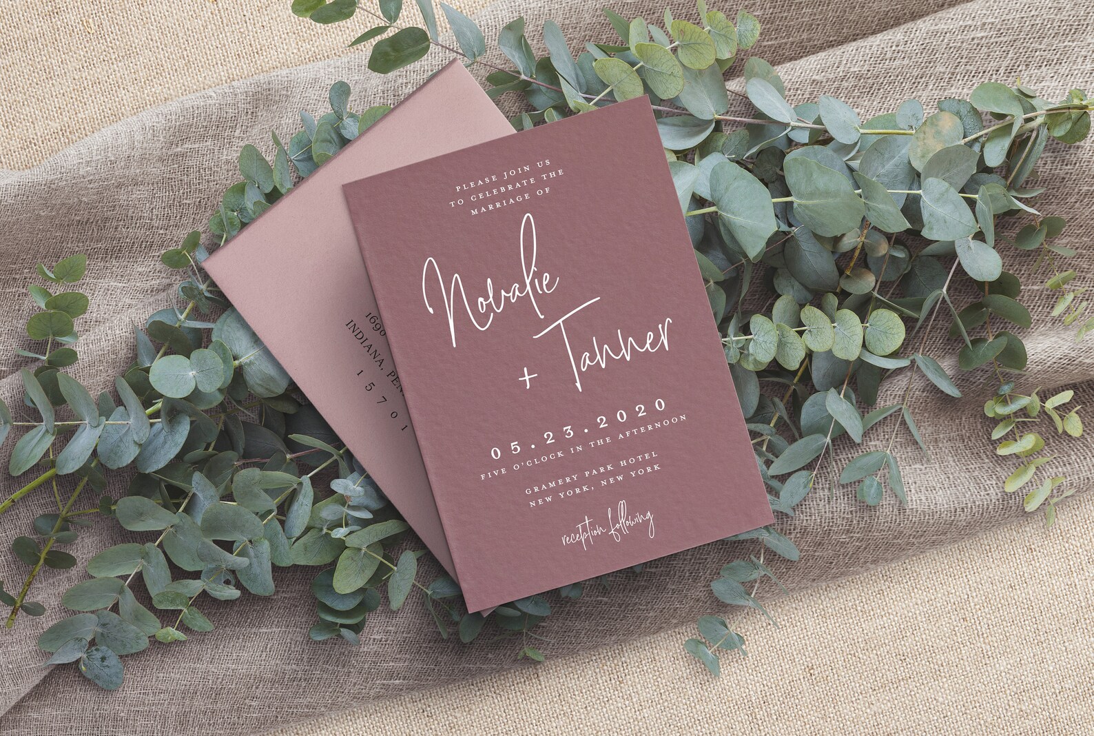 PRINTED Mauve Wedding Invitation With White Ink Printing - Etsy