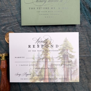 Sequoia Tree Wedding Invitation Suite: Green Forest, Vellum Jacket afbeelding 6