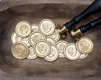 Monstera Tropical Wax Seal Stickers: Premade Self Adhesive Seals