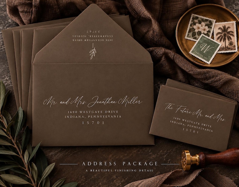 Wedding invitation envelope color chart showing available envelope colors for custom White Lace Design stationery.