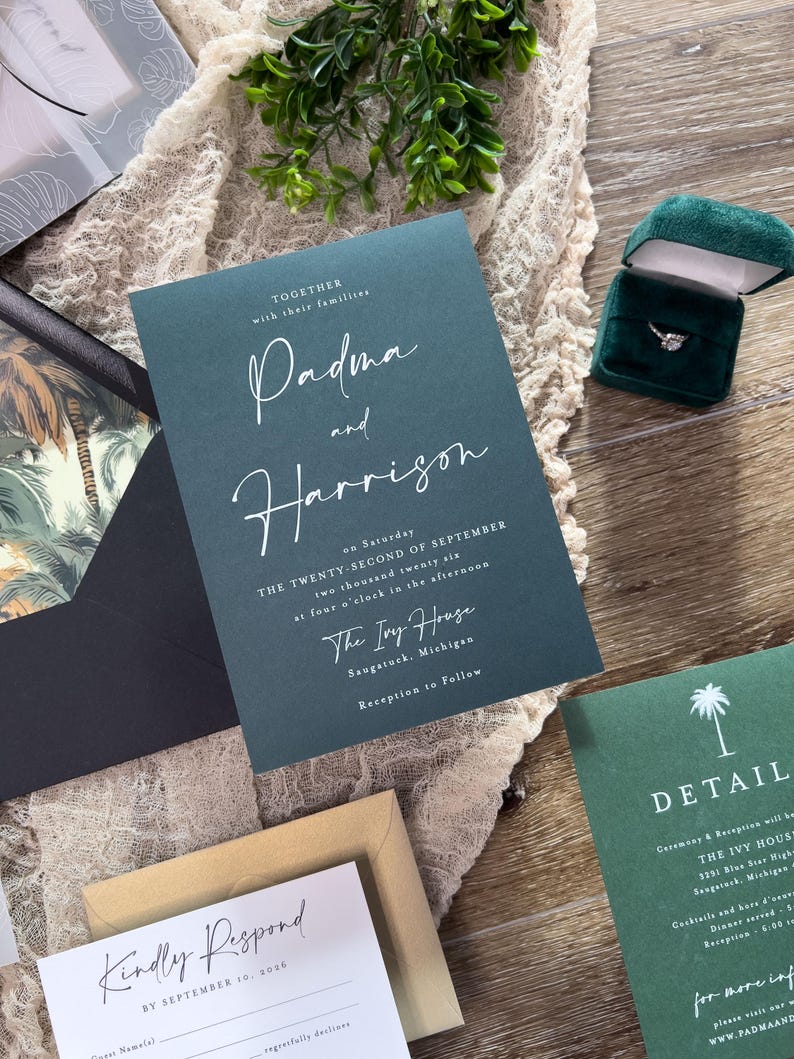 Tropical Wedding Invitation Suite: Palm, Monstera, Vellum Jacket bild 3