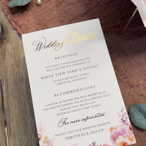 Vellum Jacket wedding invitation suite, Gold Foil wedding, Dusty Rose Mauve Modern, Whimsical Terracotta Romantic WildFlower, Verity PRINTED image 6