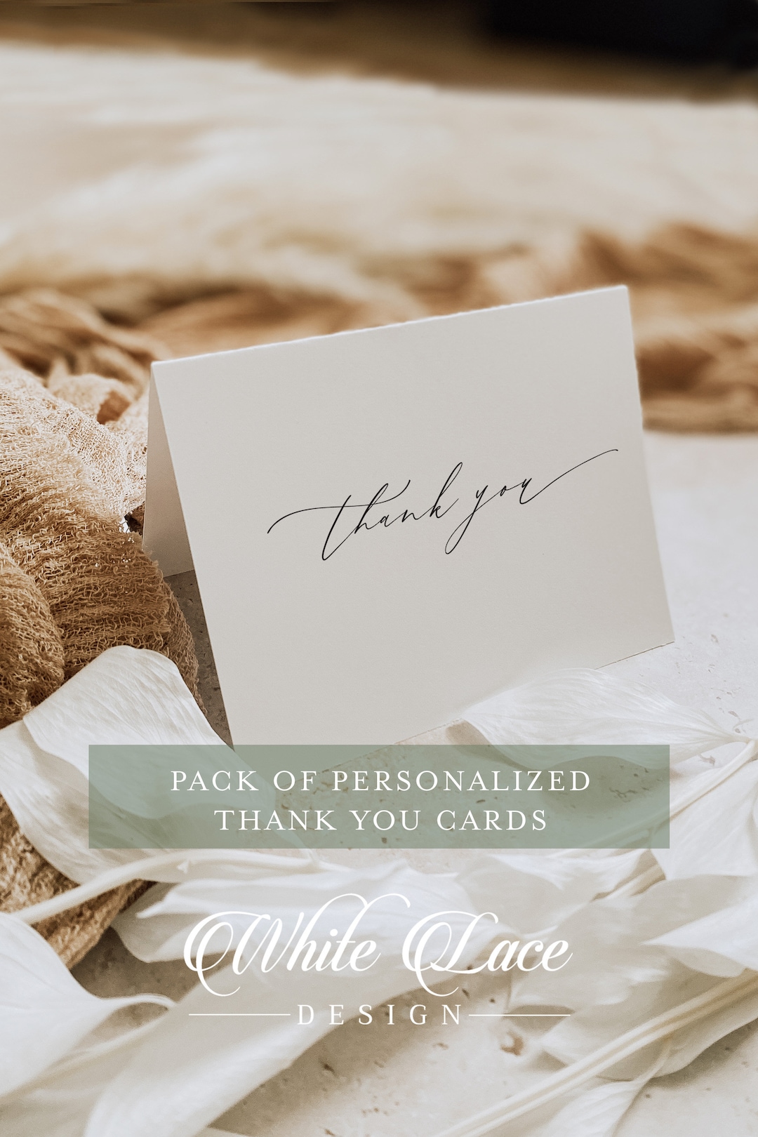 Personalized Thank You Cards: Modern Folded Note Cards With Envelopes ...