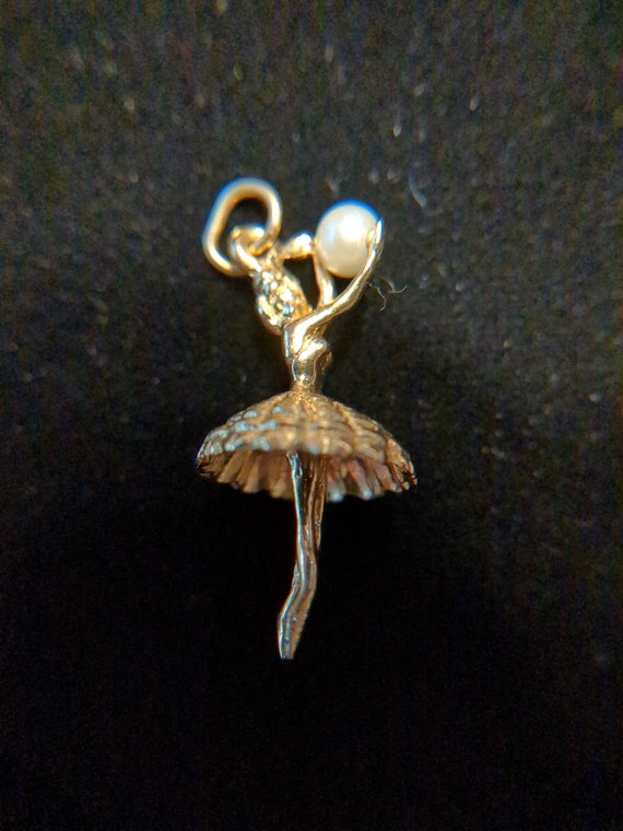 14K Gold & Pearl Ballerina Charm