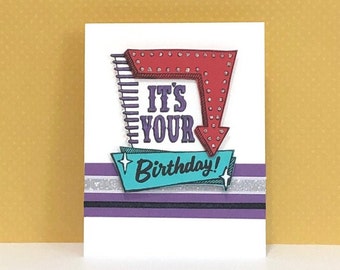 Marquee HAPPY BIRTHDAY  Card - Happy Birthday Card - Greeting Card