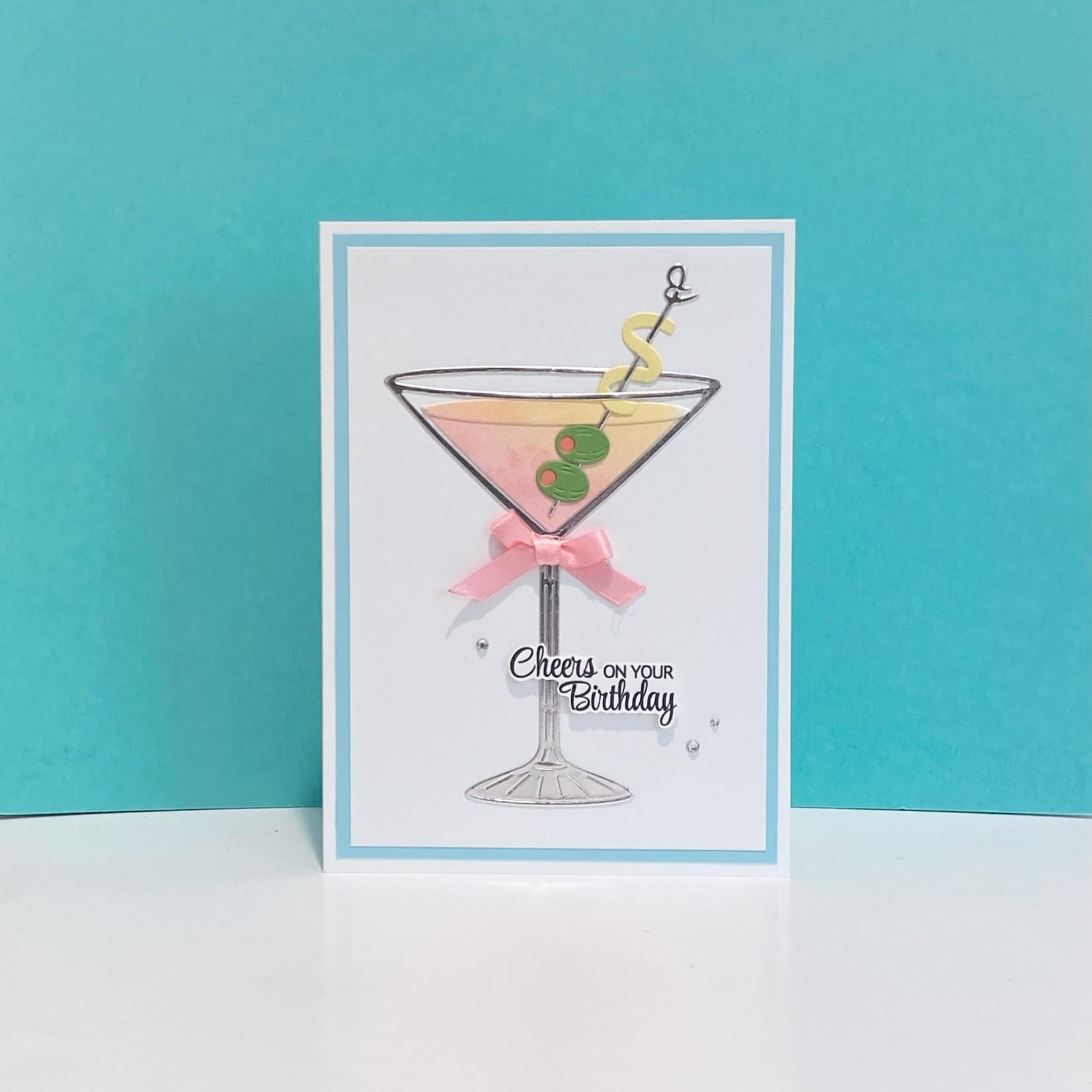 Martini Birthday Card: Cheers Greeting Card - Etsy