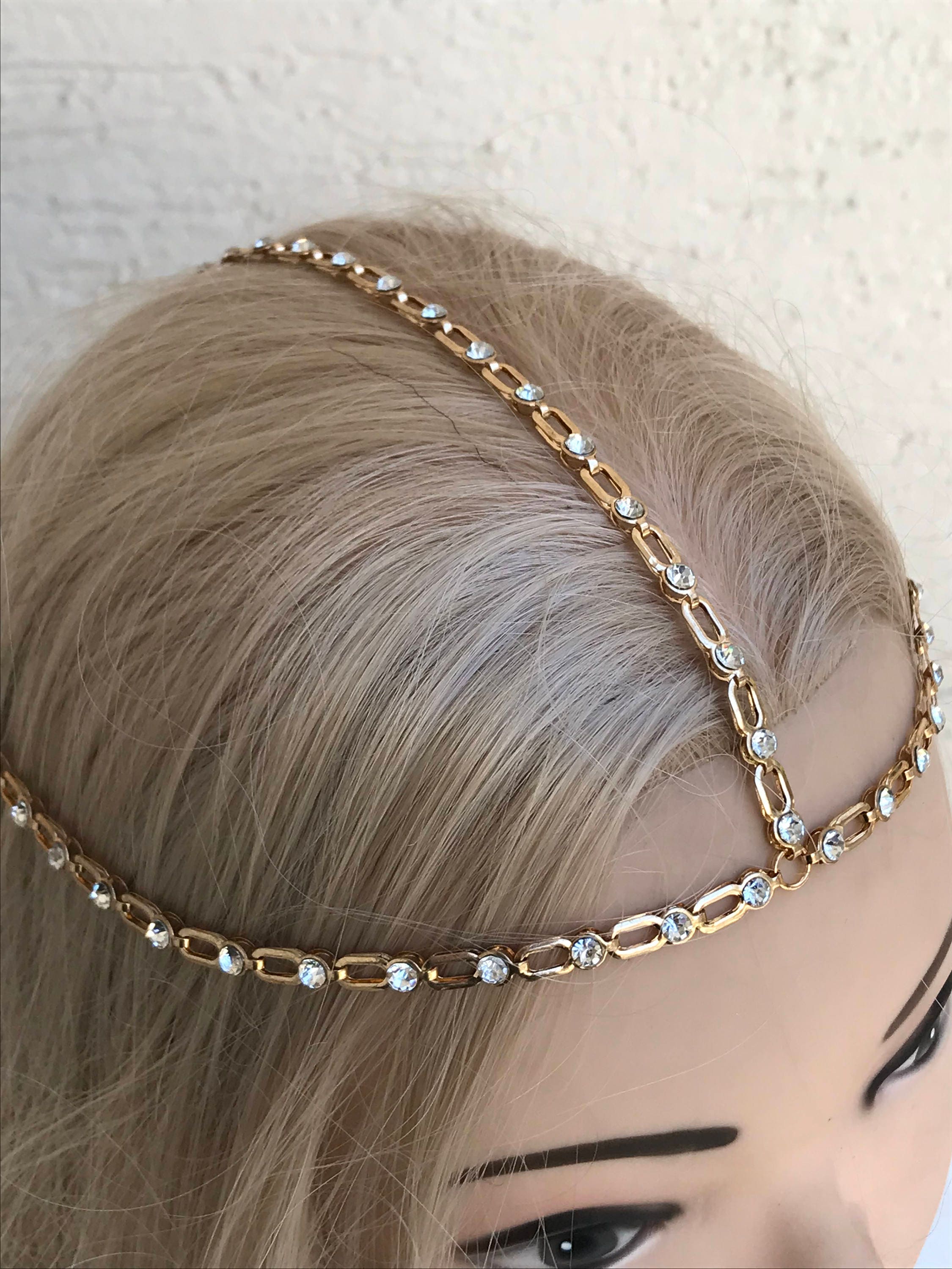 Wedding hair jewelry Gold crystal Hair piece headband Etsy