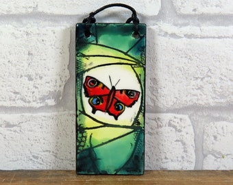 Small Peacock Butterfly Hanging Tile