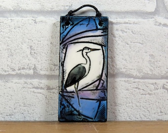 Small Heron Hanging Tile