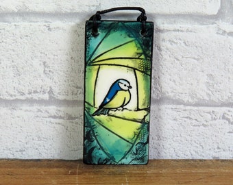 Small Bluetit Hanging Tile