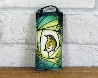 Small Song Thrush Hanging Tile