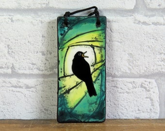 Small Blackbird Hanging Tile