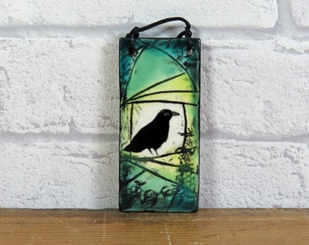 Small Crow Hanging Tile