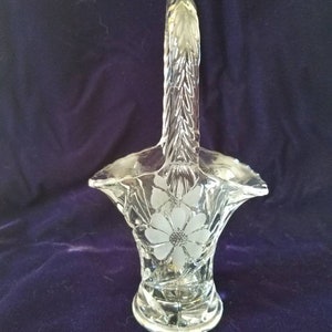 Vintage Etched Glass Brides Basket