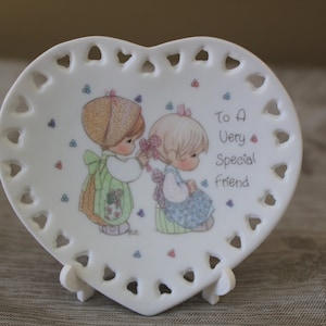 Precious Moment Heart Shape Mini Plate w/Stand-1993