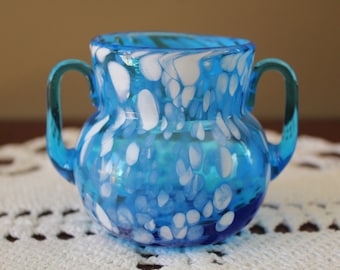 Blue and White Blown Glass Vase