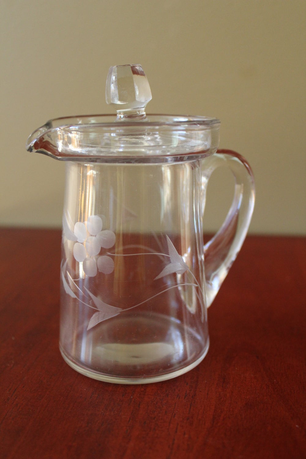 Etched Glass Carafe and Lid Etsy