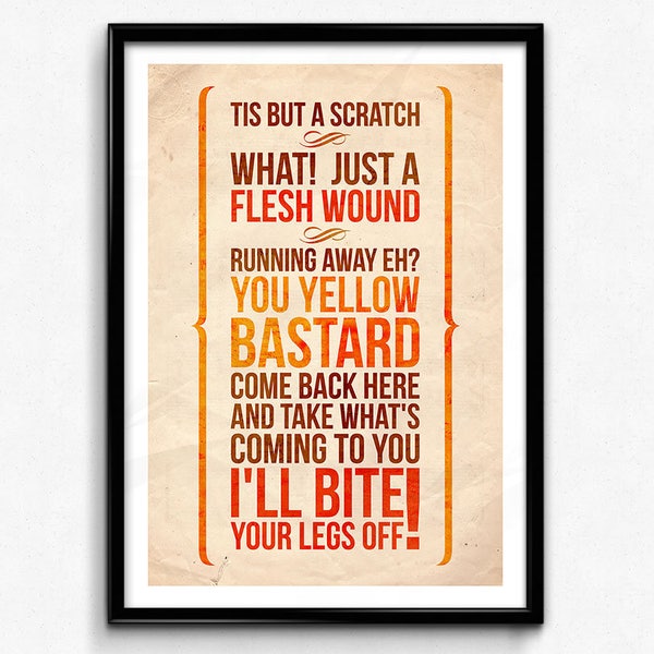 Monty Python Holy Grail Zitat Poster/Druck - I'll Bite Your Legs Off! Poster/Druck - Monty Python Zitat, Britische Komödie, StrgAltGeek