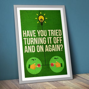 The IT Crowd Poster/Print [DL] - Have You Tried Turning it Off and On Again? Poster/Print - Roy, CtrlAltGeek, A2 & 18x24&quot;, Download Copy