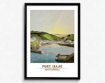 Port Isaac // Cornwall, norra Cornwall, norra Devon, Saint Endellion, West Country, Storbritannien, reseaffisch A2, A3, 30x40 cm, 43x60 cm utan ram
