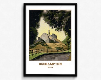 Okehampton // Okie, Okey, North Devon, Devon, West Country, Storbritannien, Reseposter A2, A3, 30x40 cm, 43x60 cm utan ram