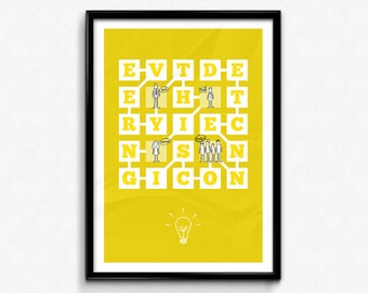 Dirk Gently Poster/Tryck - Allting är sammankopplat Poster/Tryck - Douglas Adams, Rowdy 3 Tryck, CtrlAltGeek, A2, A3, 30x40 cm, 43x60 cm oramad