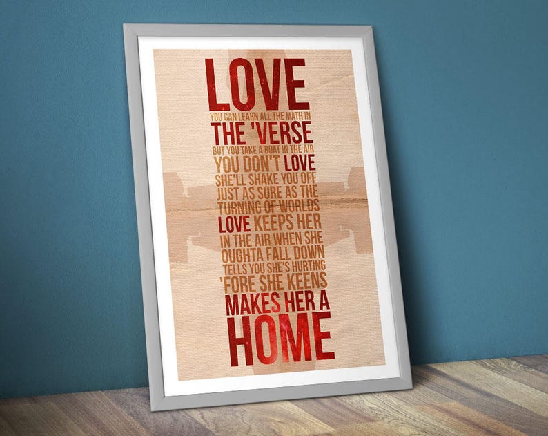 Firefly Quote Poster/Print Light Love Keeps Her In The Air Quote, Serenity, Nathan Fillion, Browncoats, Malcolm Reynolds, CtrlAltGeek image 2