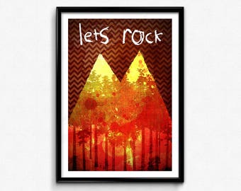 Twin Peaks "Let's Rock" konsttryck – David Lynch-inspirerat